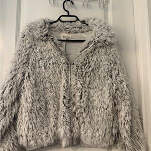 Cream Faux Fur Zip-Up Jacket